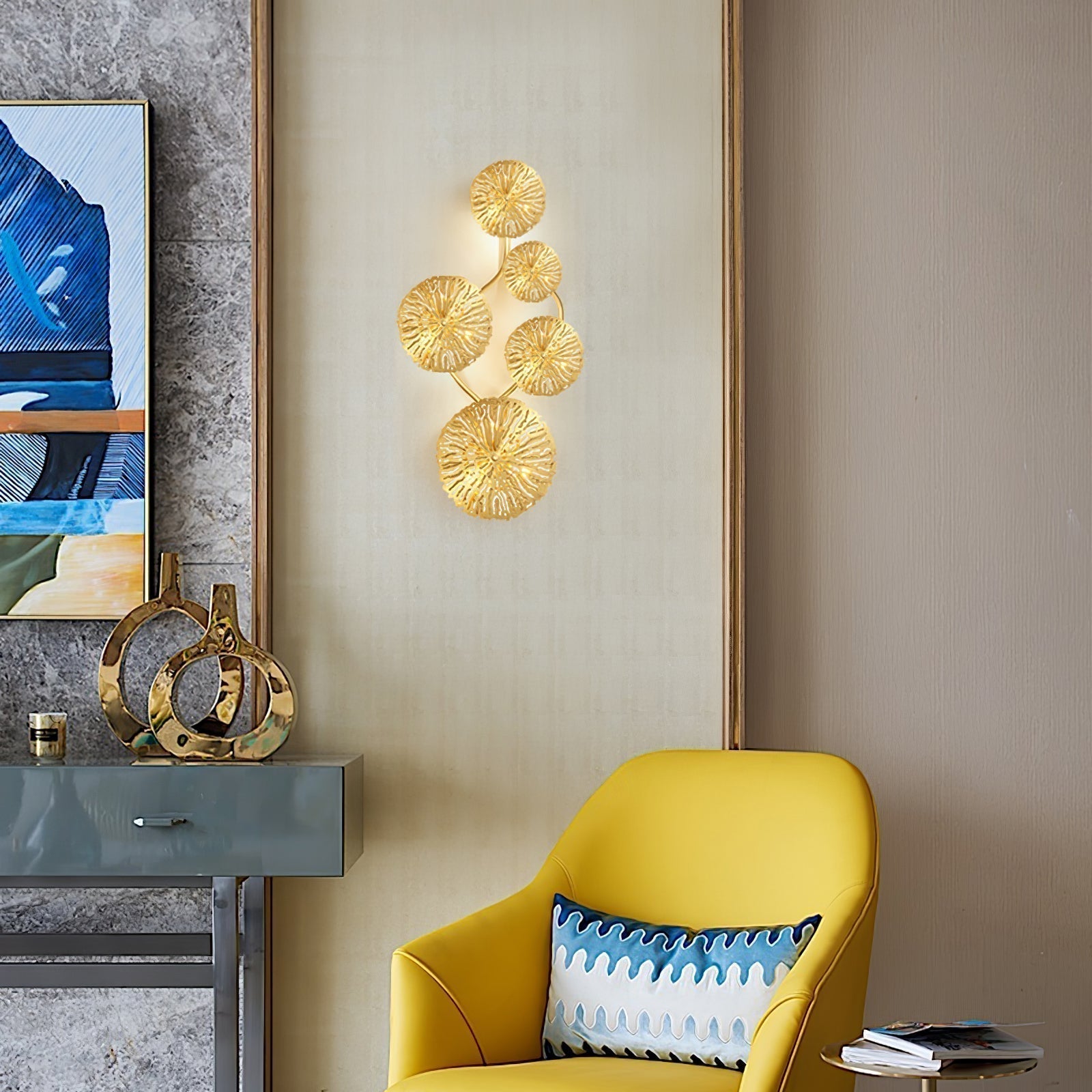 Lustra Applique Murale Feuille De Lotus En Laiton