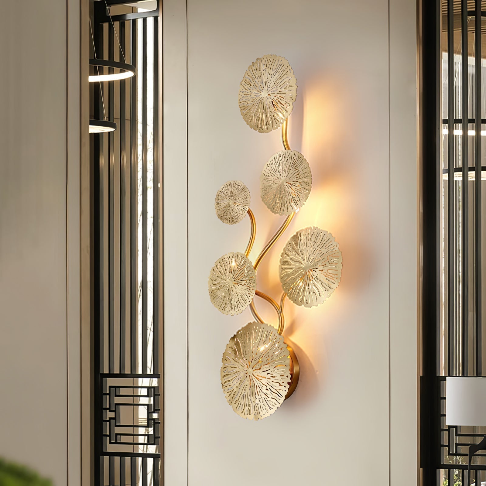 Lustra Applique Murale Feuille De Lotus En Laiton