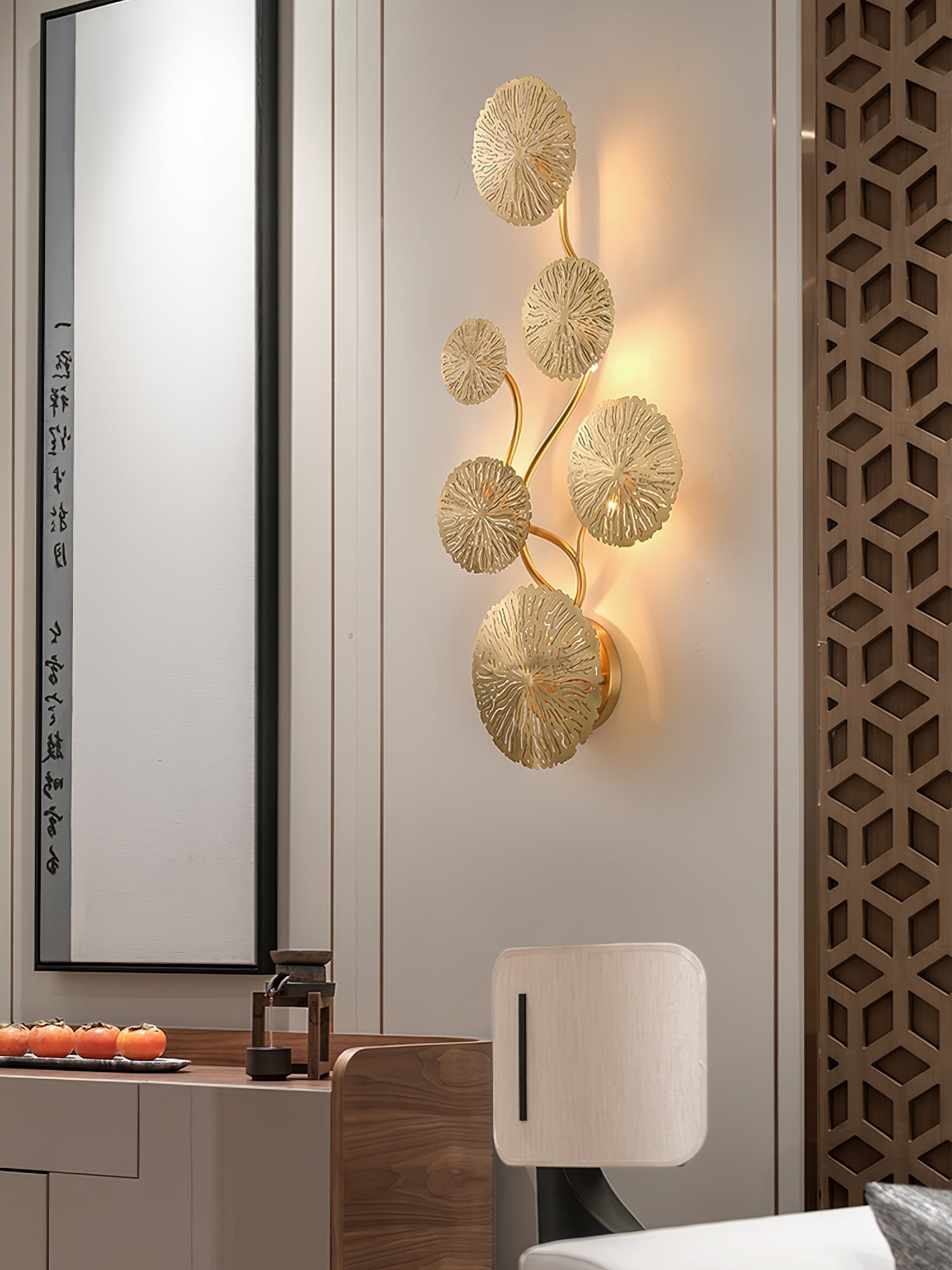 Lustra Applique Murale Feuille De Lotus En Laiton