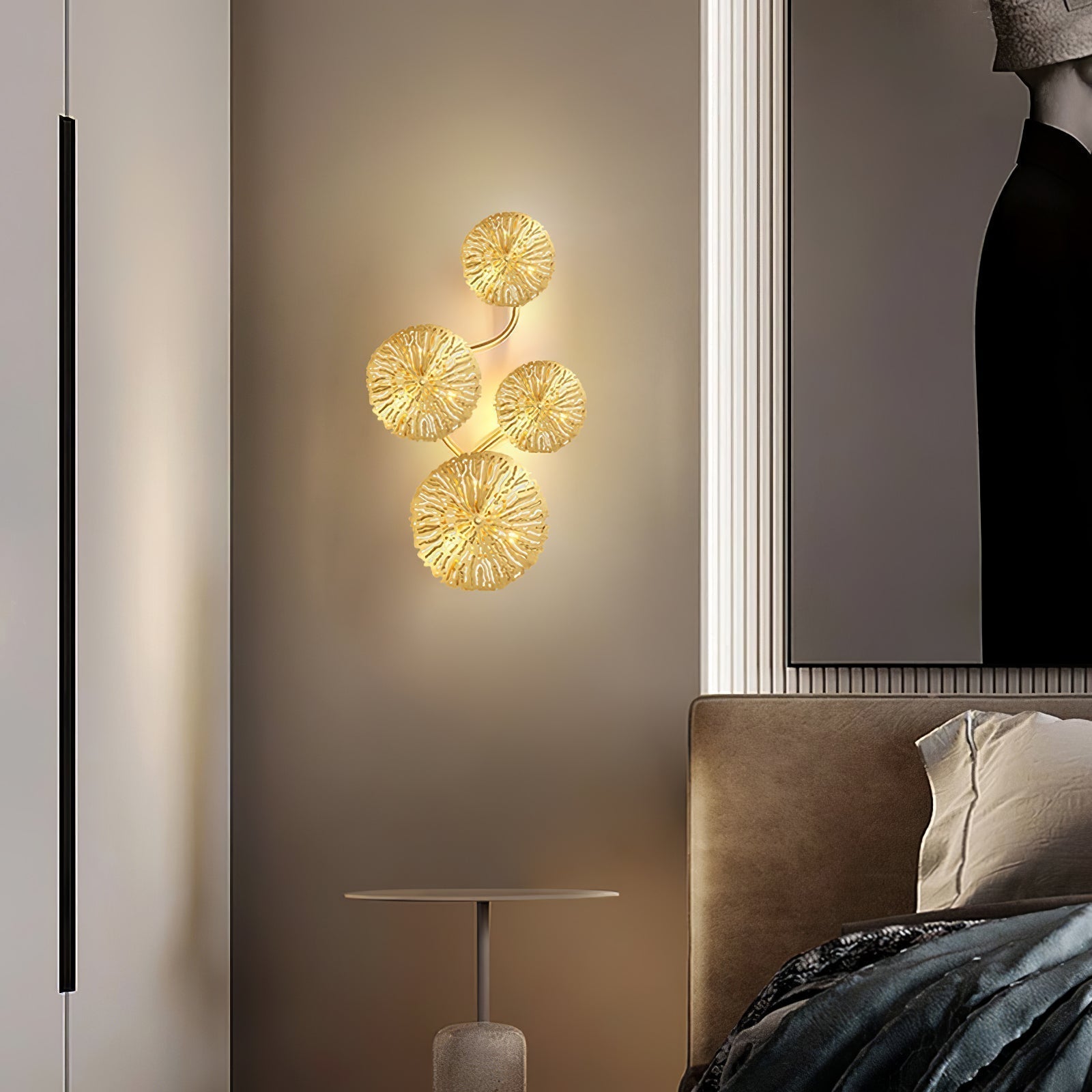Lustra Applique Murale Feuille De Lotus En Laiton