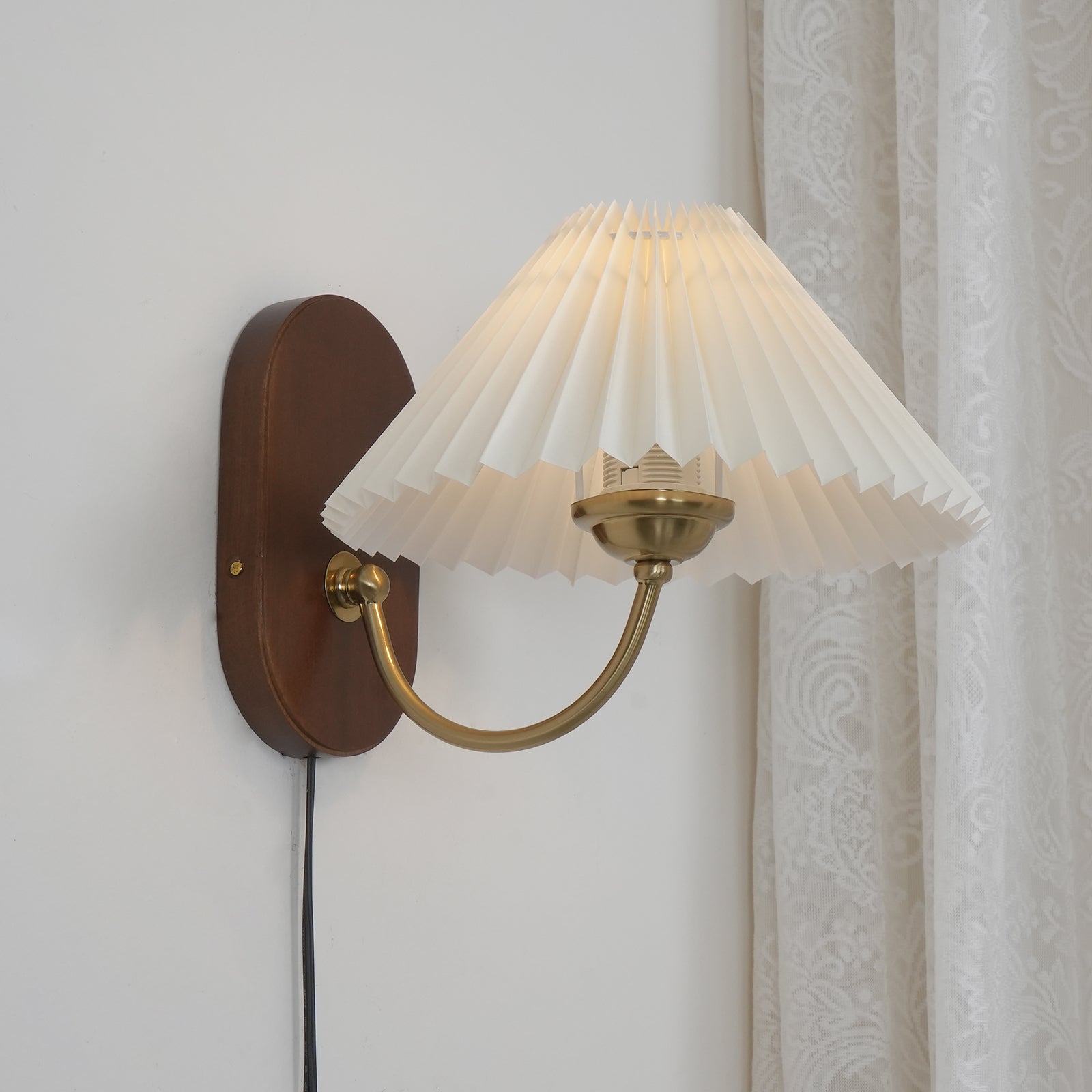 Auburn Fabric Plug In Wall Lamp