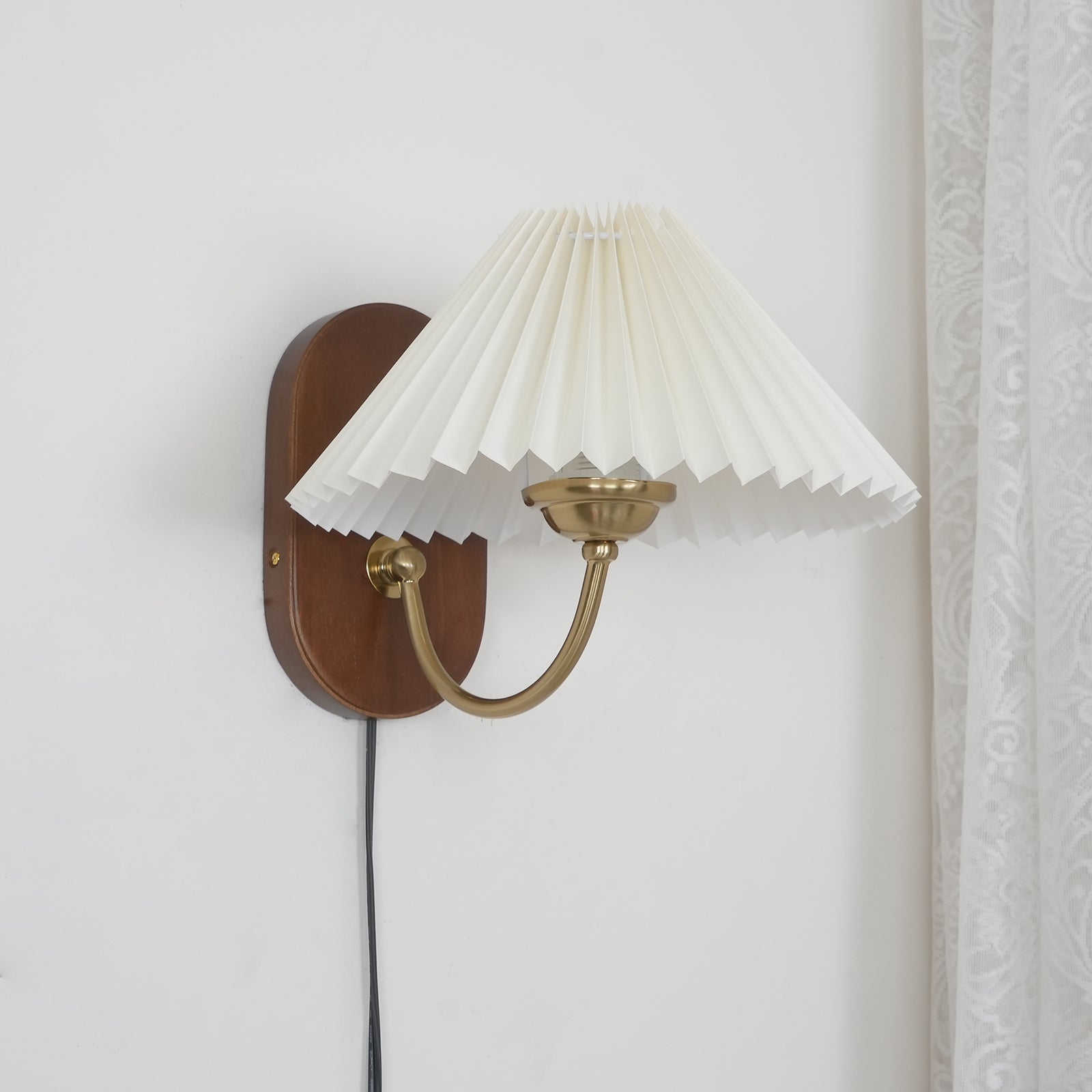 Auburn Fabric Plug In Wall Lamp