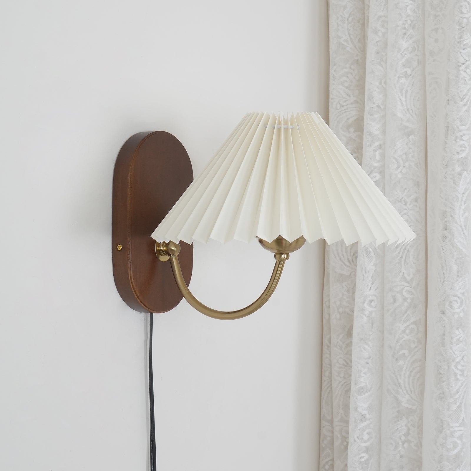 Auburn Fabric Plug In Wall Lamp