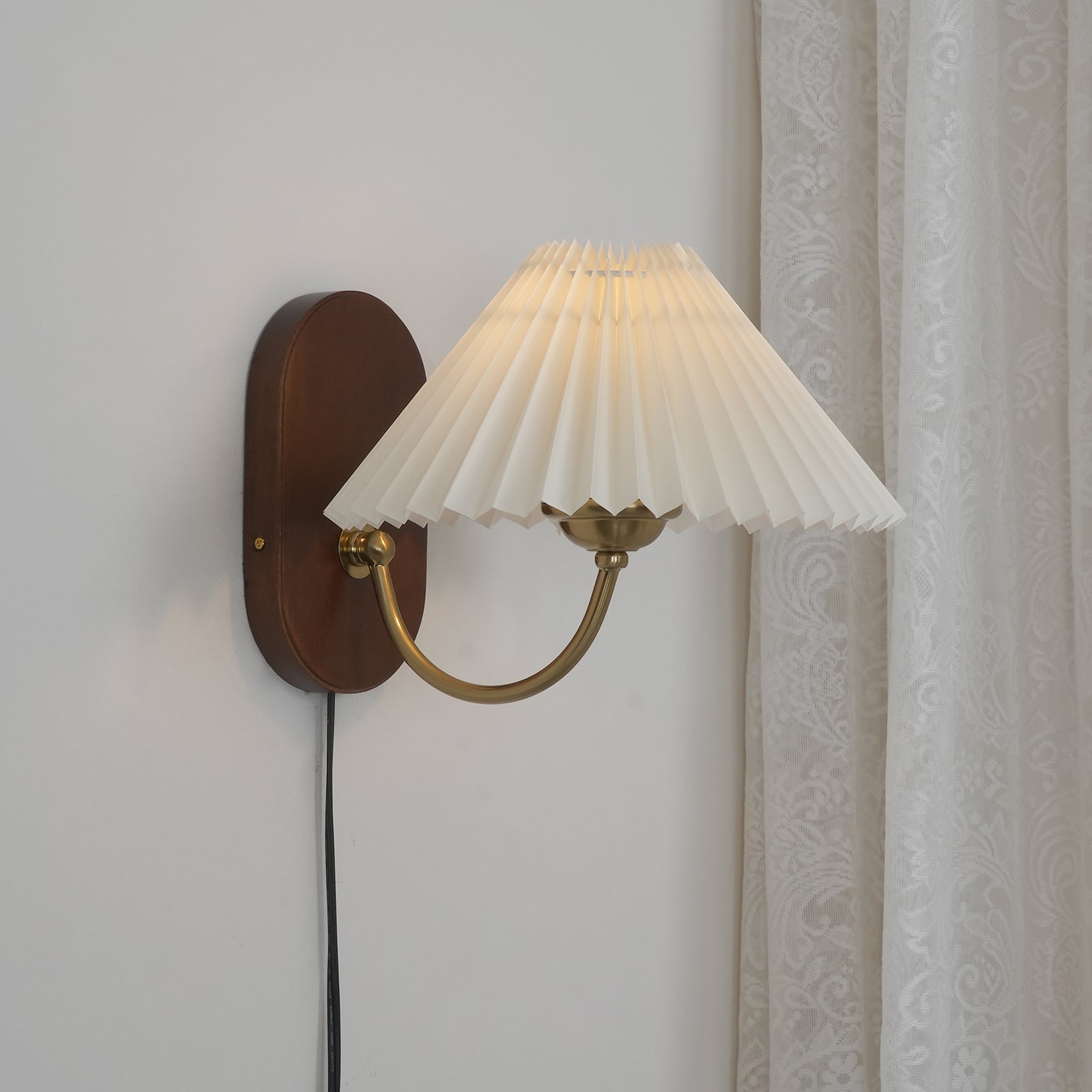 Auburn Fabric Plug In Wall Lamp