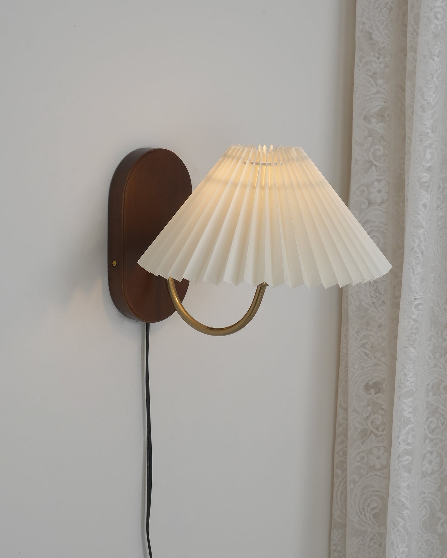 Auburn Fabric Plug In Wall Lamp