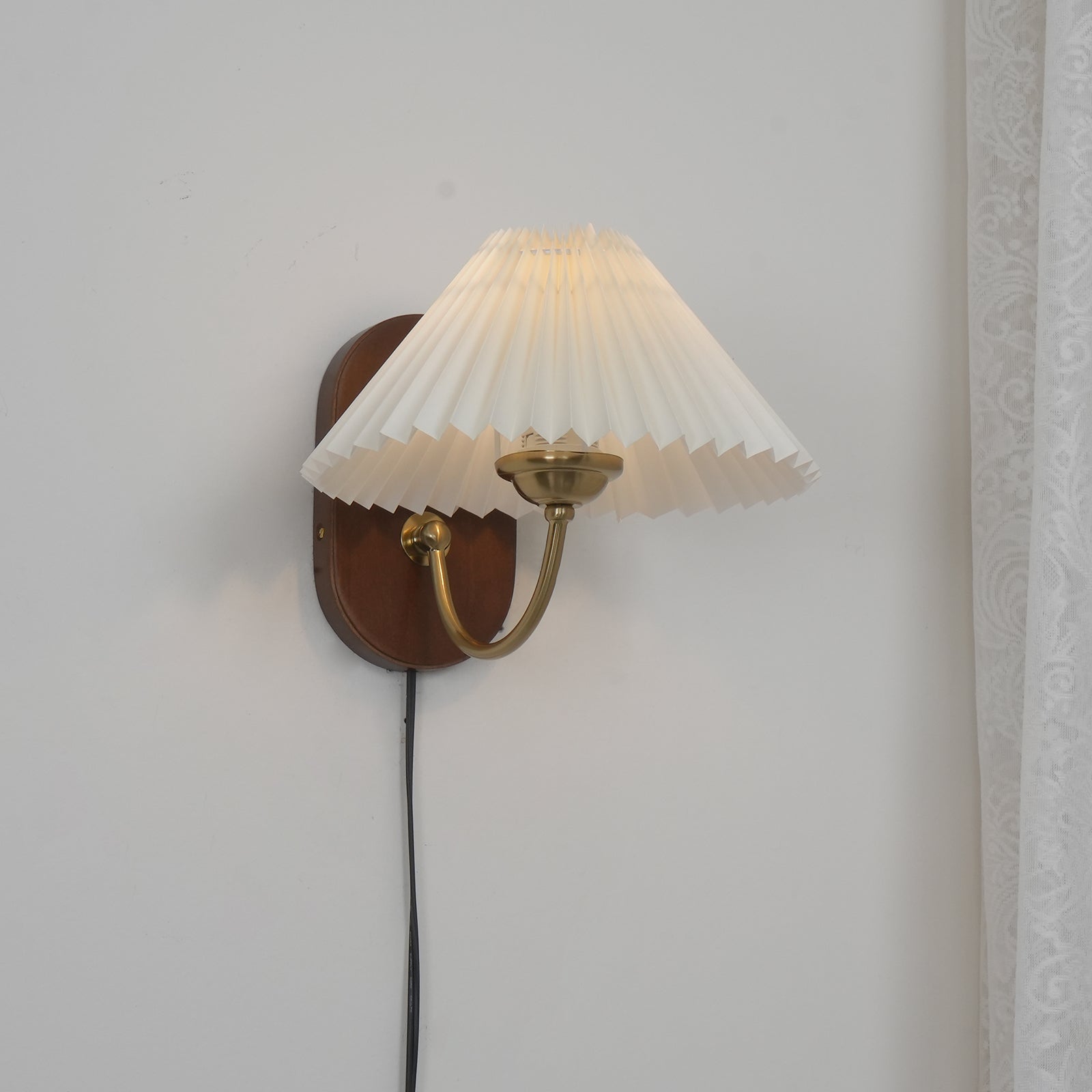 Auburn Fabric Plug In Wall Lamp