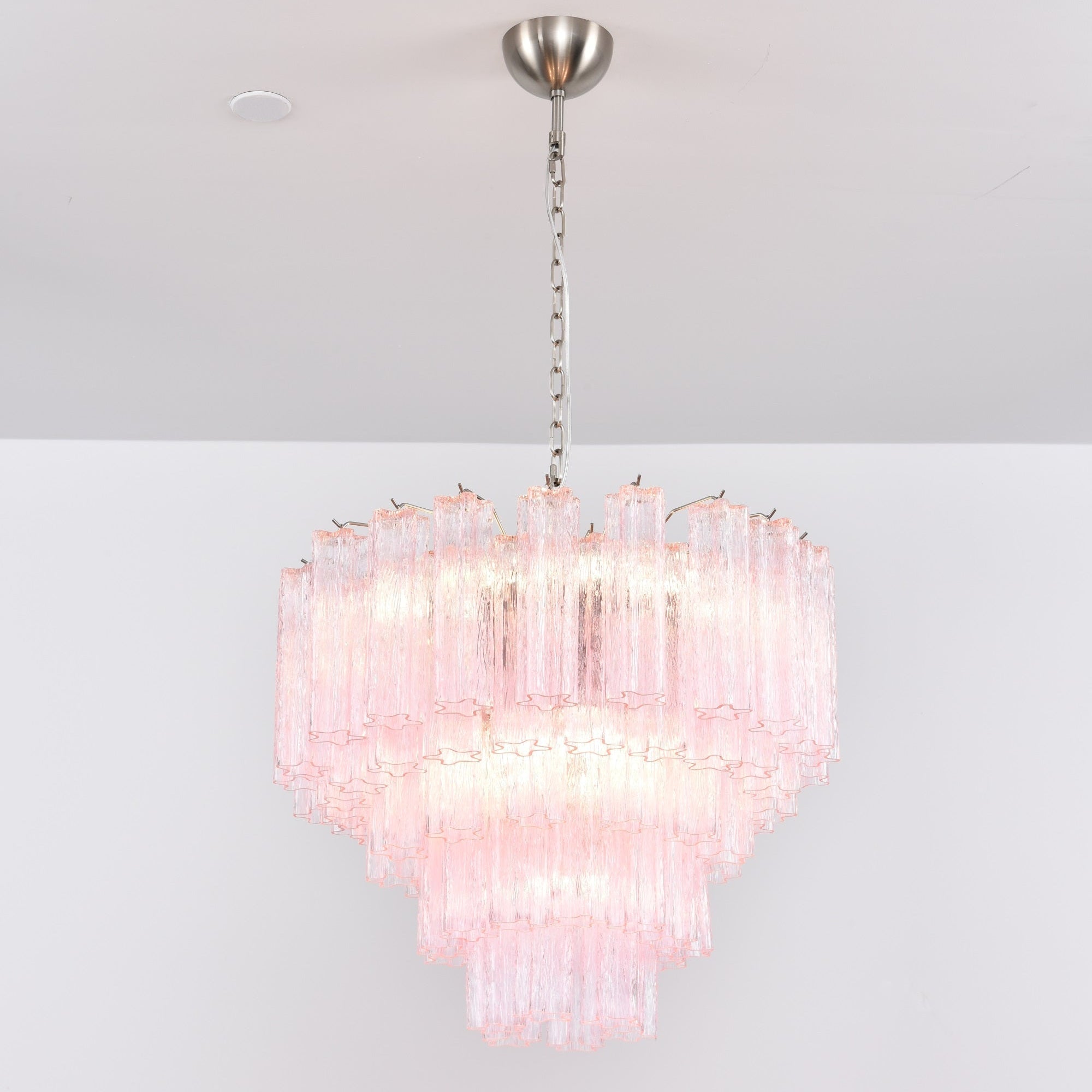 Aurora Lustre Rose Verre Multi-Étage Romantique
