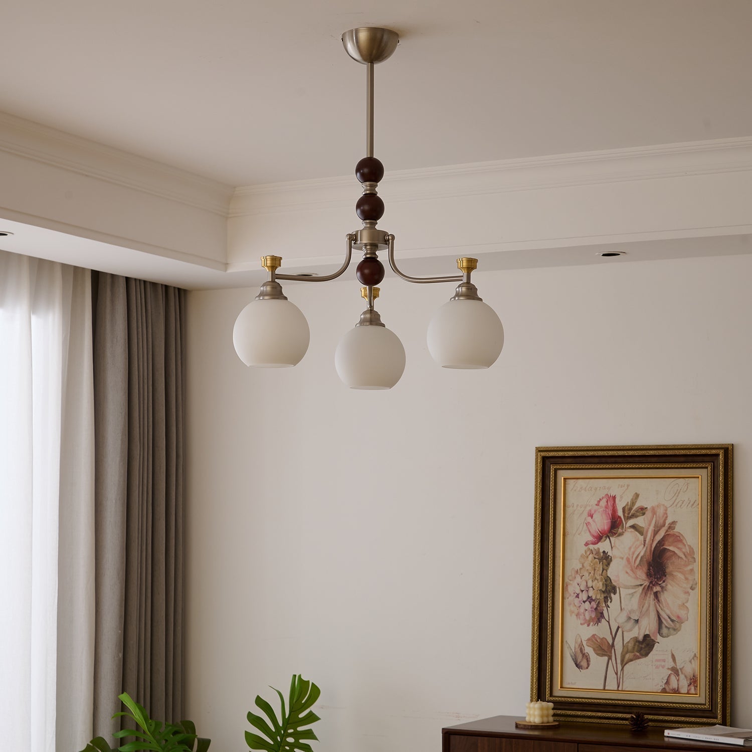 Eursoria Lustre Bois Verre Art Orb Traditionnel