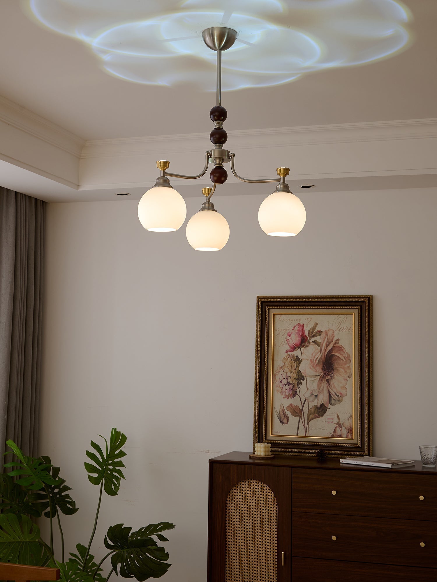 Eursoria Lustre Bois Verre Art Orb Traditionnel