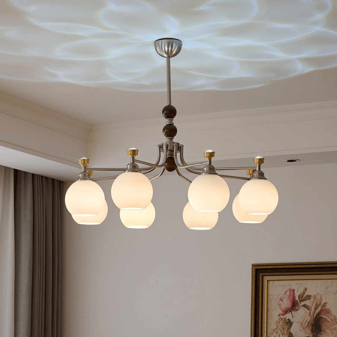 Eursoria Lustre Bois Verre Art Orb Traditionnel