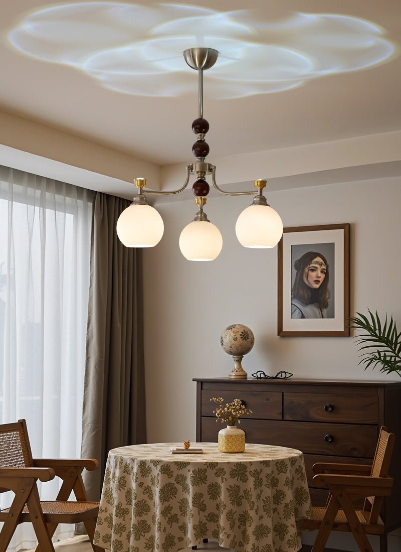 Eursoria Lustre Bois Verre Art Orb Traditionnel