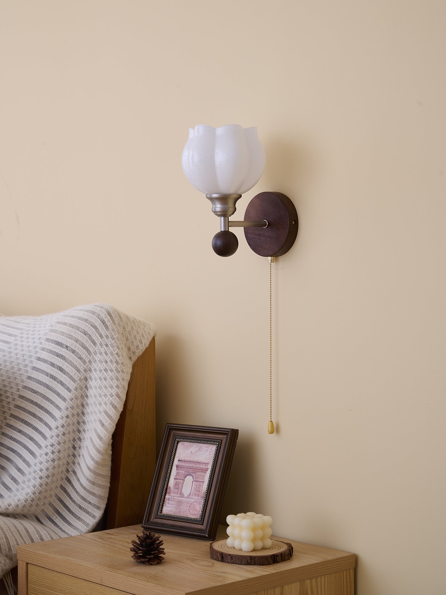 Lucille Applique Murale en Verre Art Classique et Bois