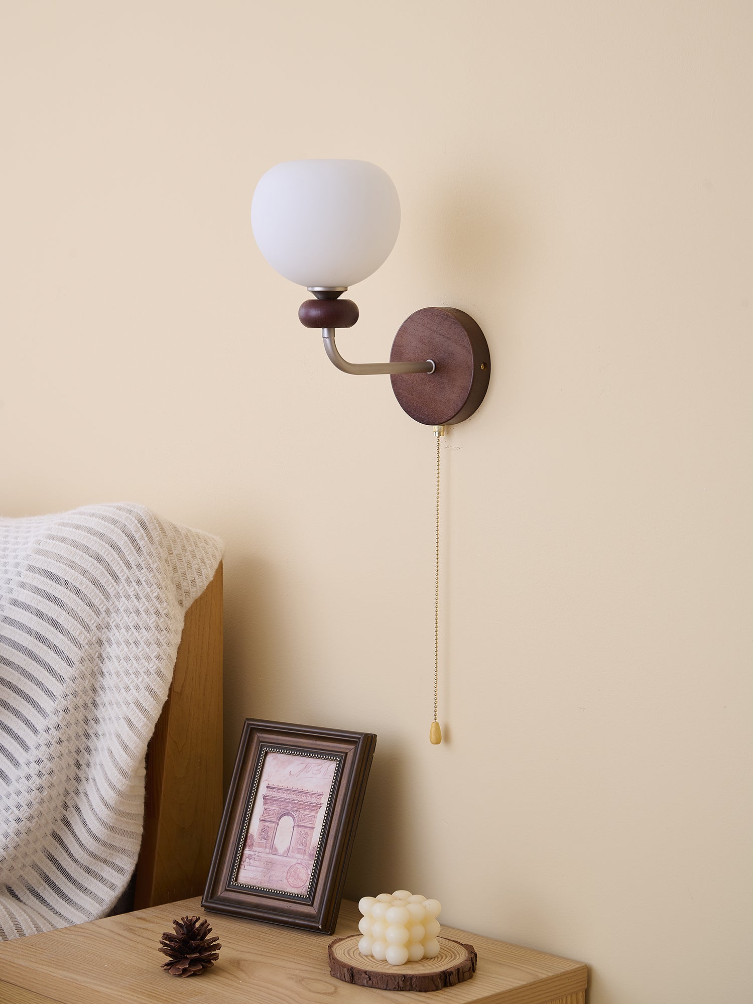 Lucille Applique Murale en Verre Art Classique et Bois