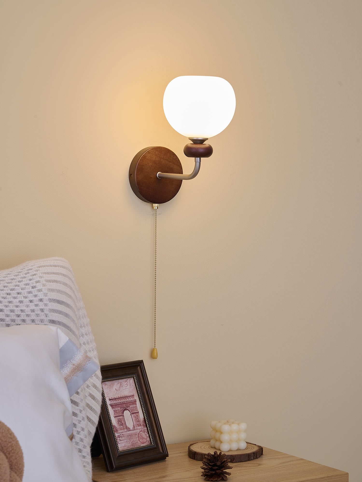 Lucille Applique Murale en Verre Art Classique et Bois
