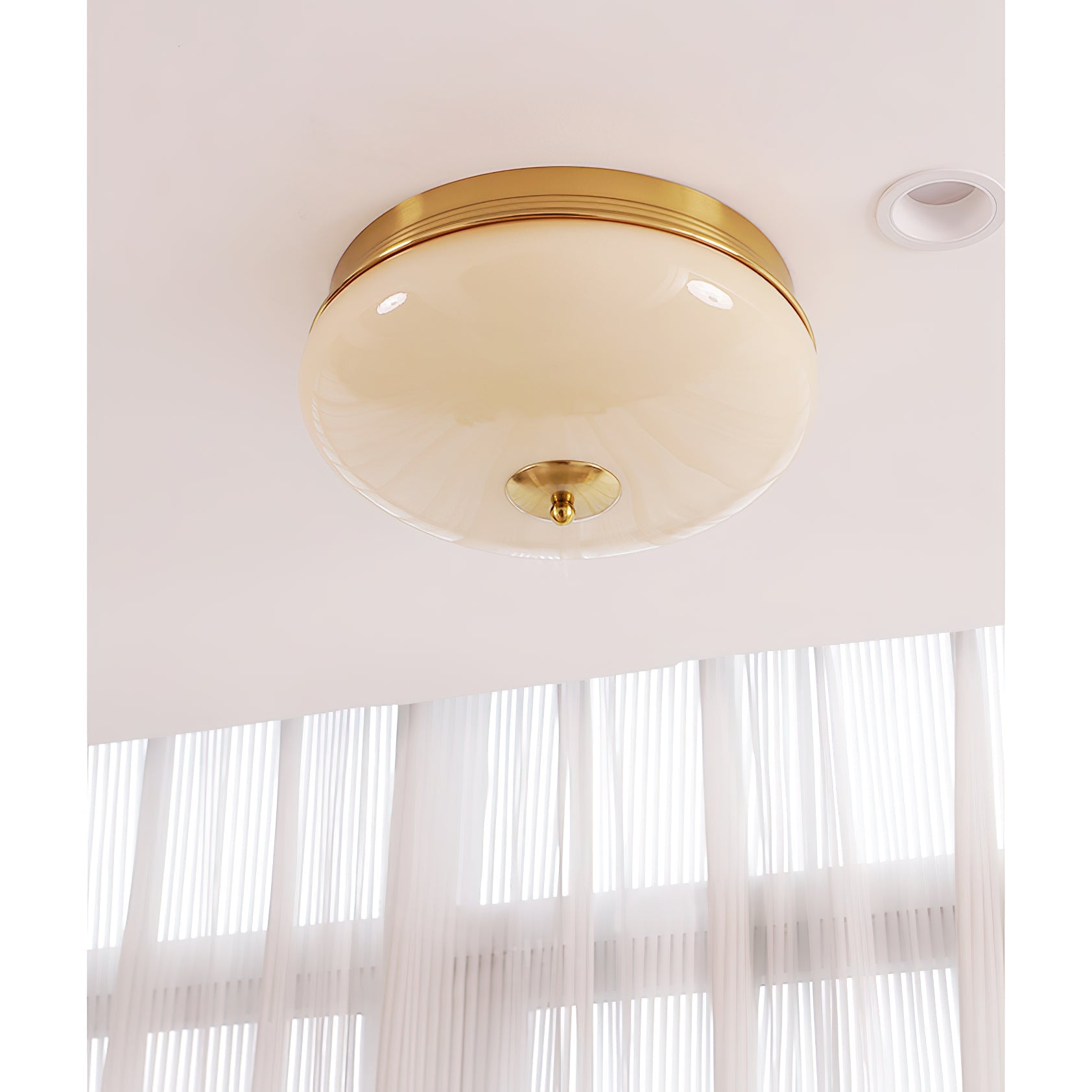 Vatalisra Lampe de Plafond Ronde Métal Verre Minimaliste Moderne
