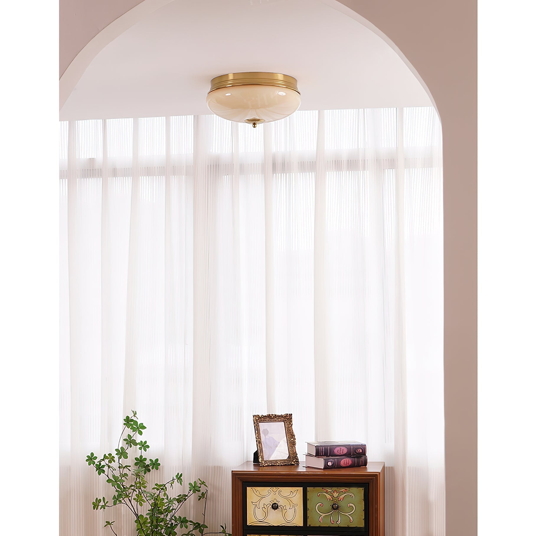 Vatalisra Lampe de Plafond Ronde Métal Verre Minimaliste Moderne