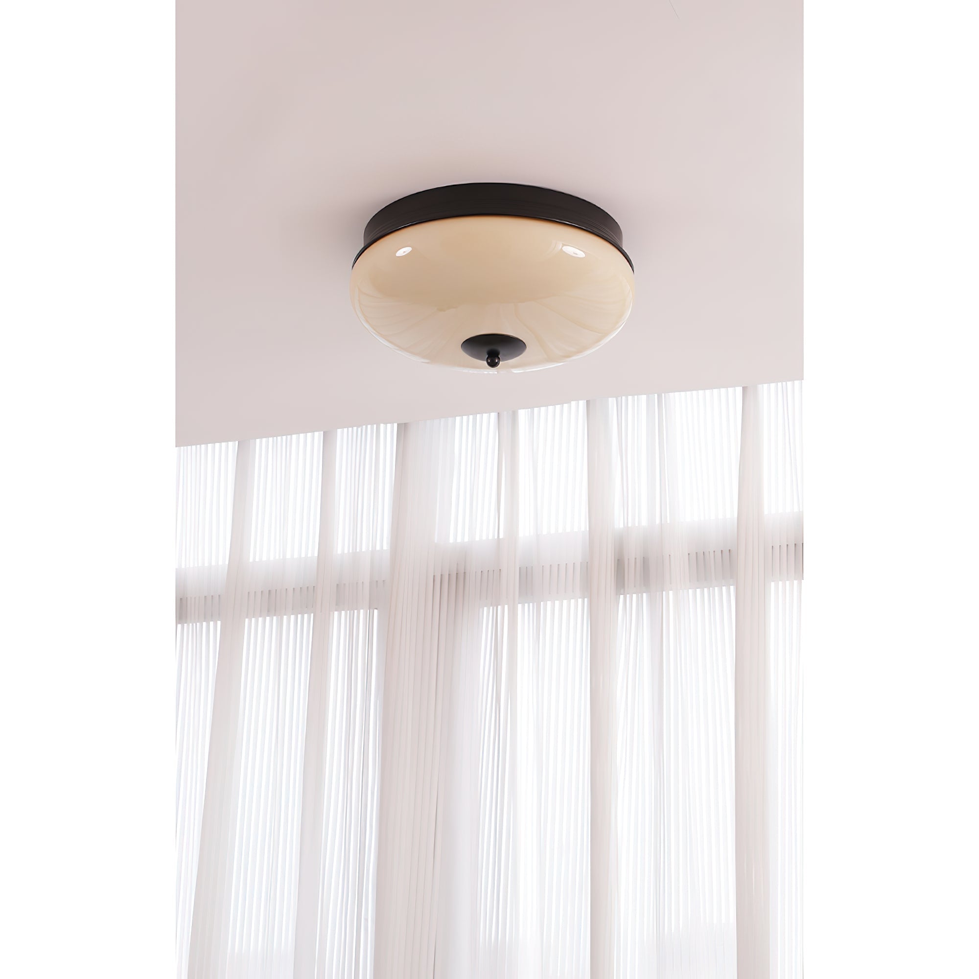 Vatalisra Lampe de Plafond Ronde Métal Verre Minimaliste Moderne