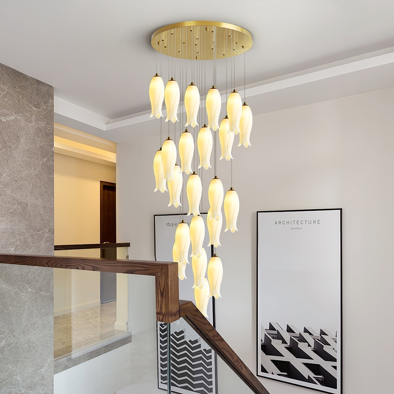 Sylirion Lustre en Albâtre et Laiton
