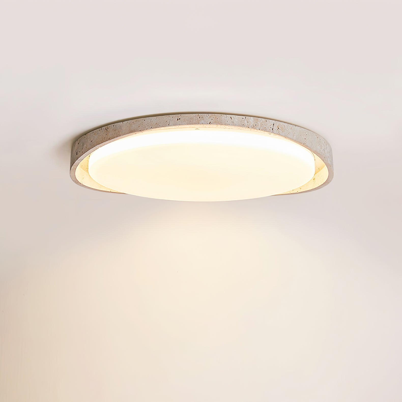 Vanoren Lampe Plafonnier à Cadre Ovale en Travertin