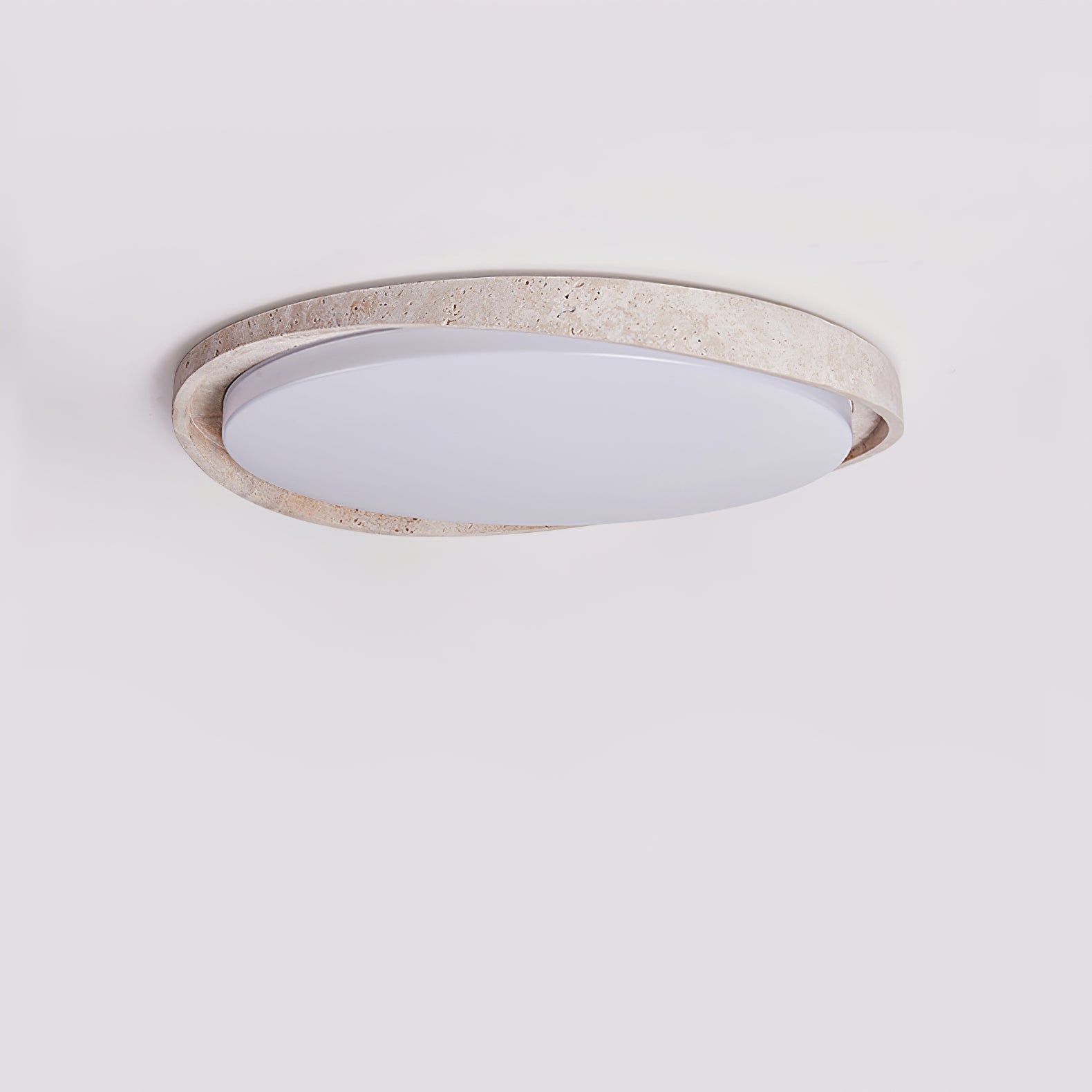 Vanoren Lampe Plafonnier à Cadre Ovale en Travertin