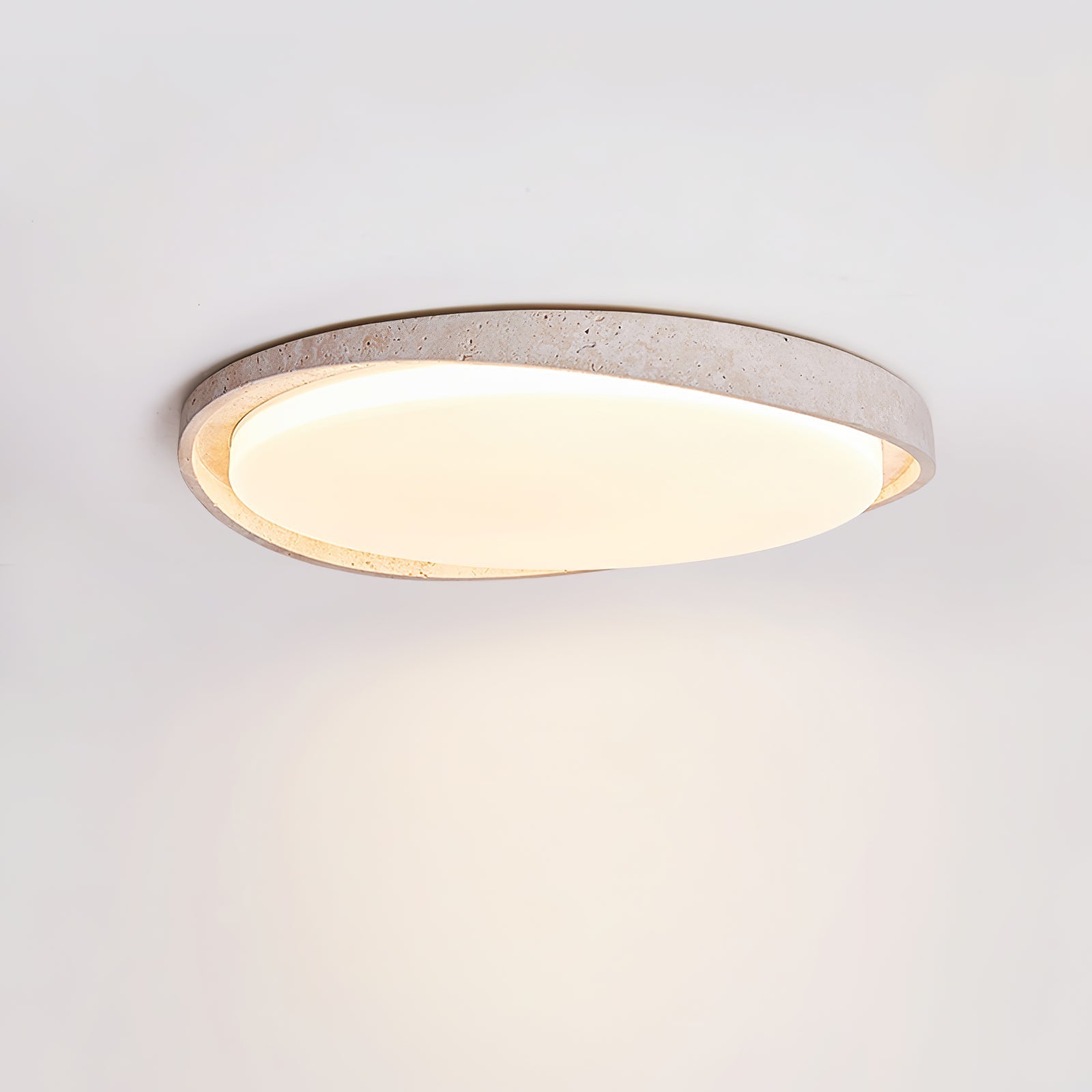 Vanoren Lampe Plafonnier à Cadre Ovale en Travertin