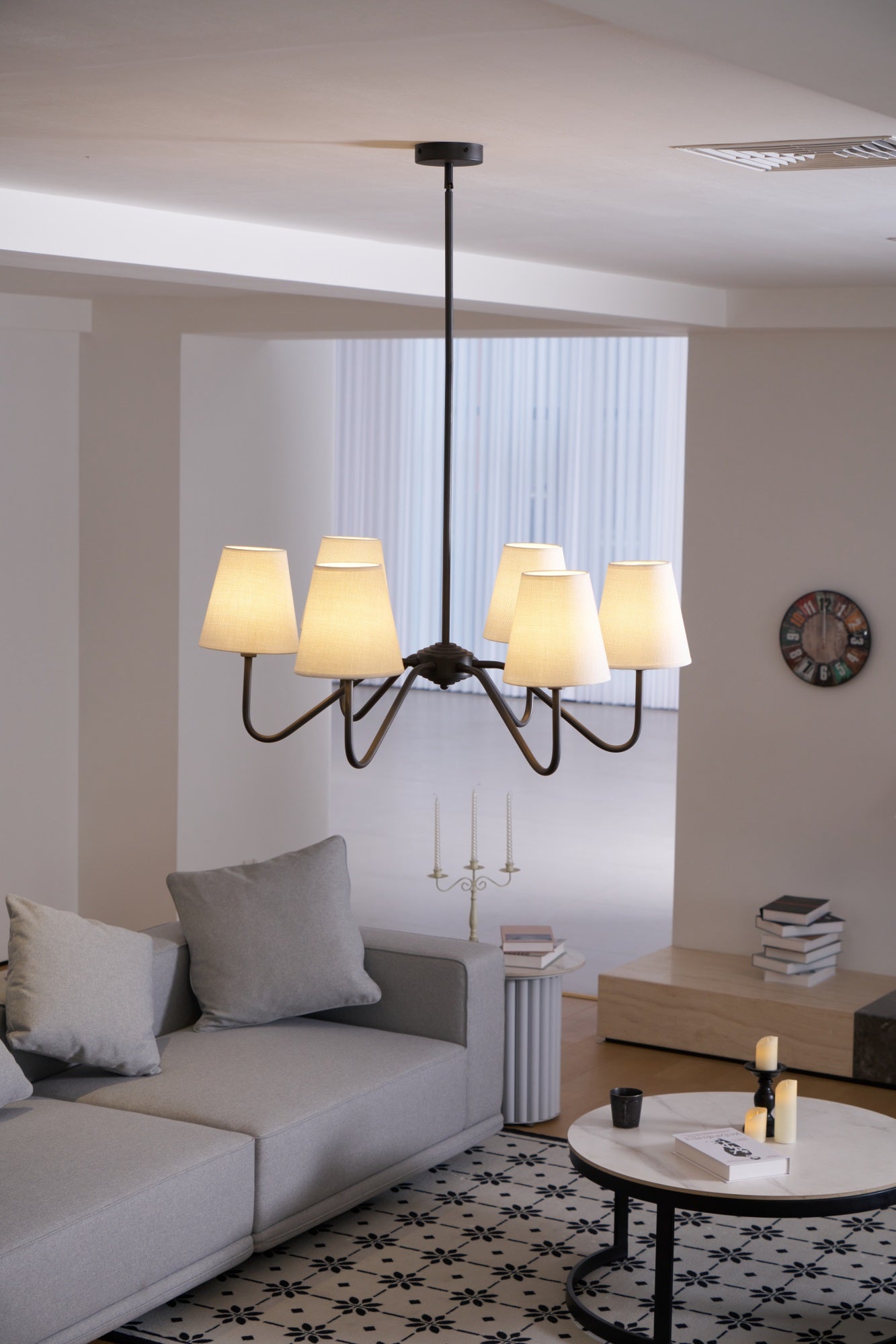 Aurvarira Lustre Classique Noir en Tissu Lumos