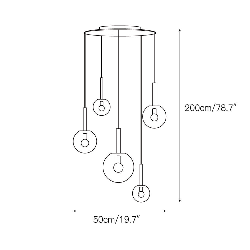 Vetheel Suspension Métal Verre Nuage Traditionnel