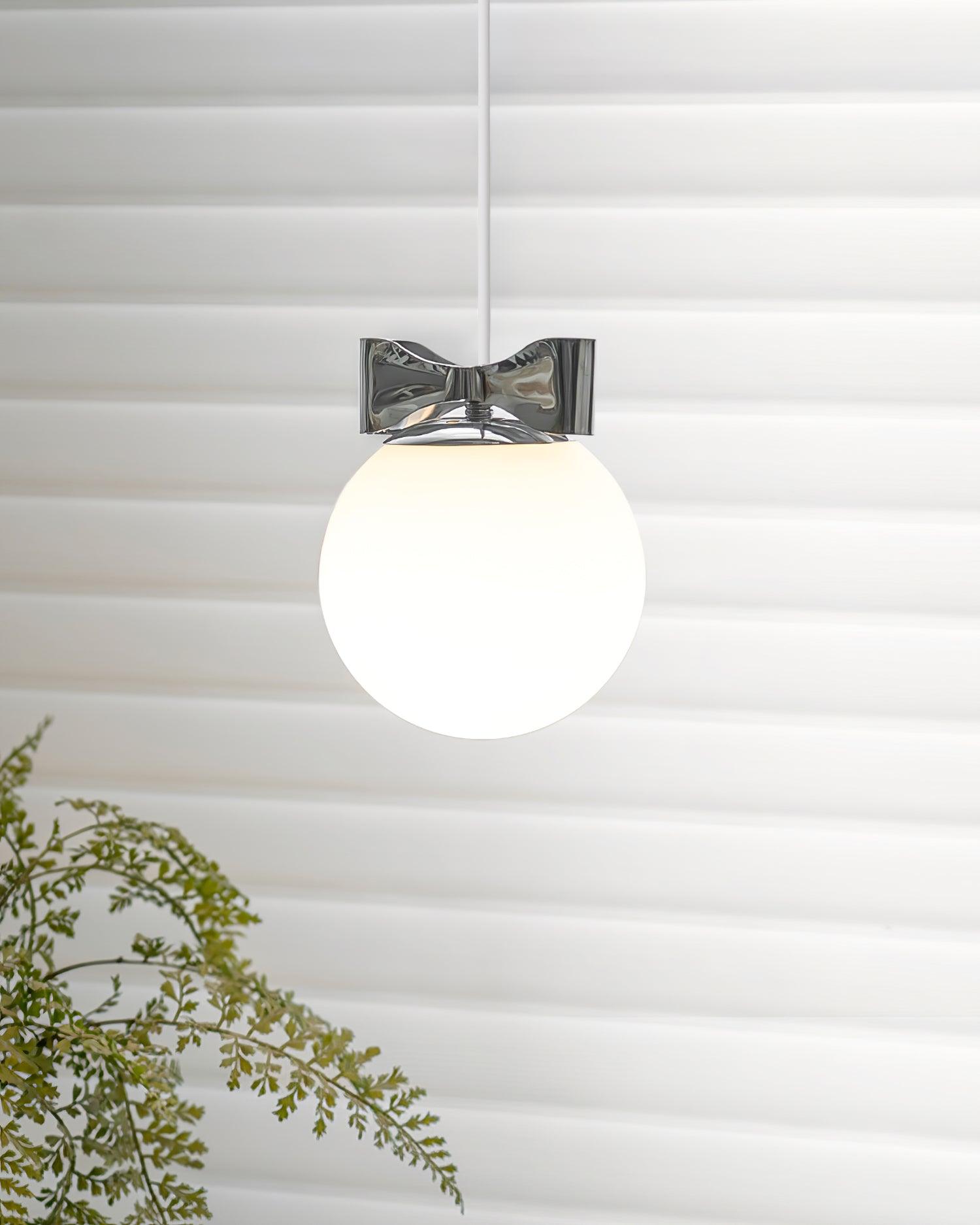 Luna Lampe Suspendue Globe en Verre Accent Chromé Minimaliste