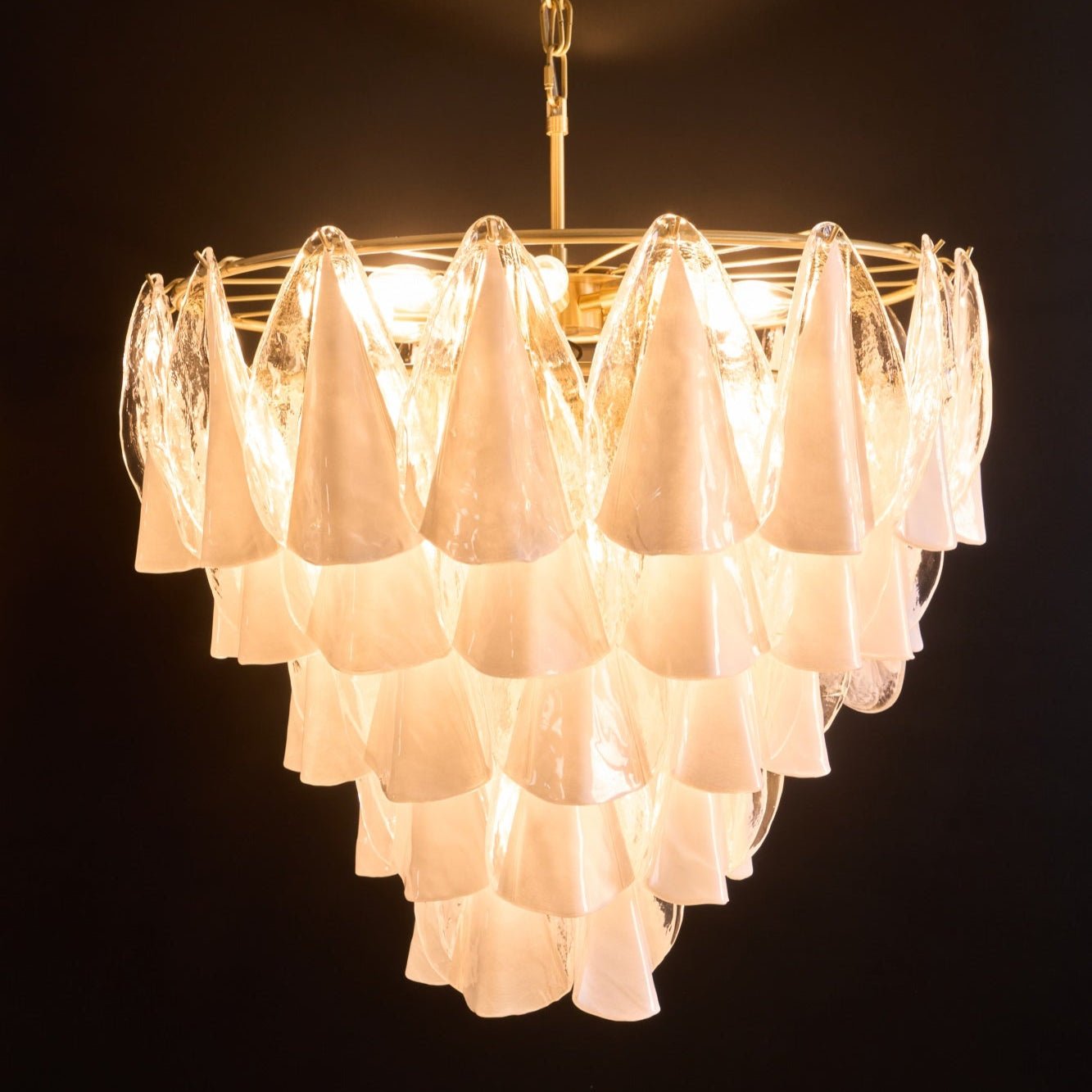 Aurora Lustre Blanc Feuille Verre Superposé Moderne