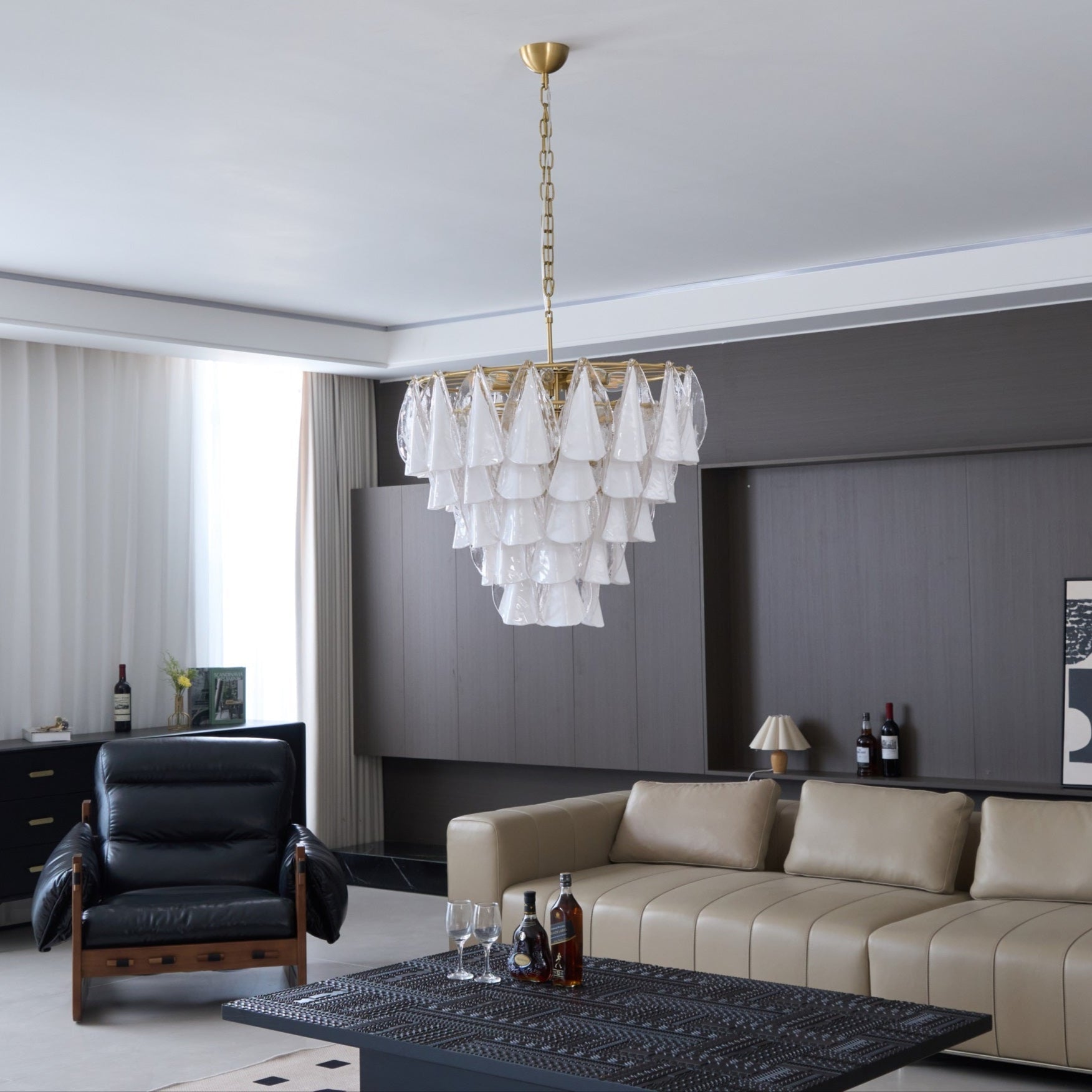 Aurora Lustre Blanc Feuille Verre Superposé Moderne