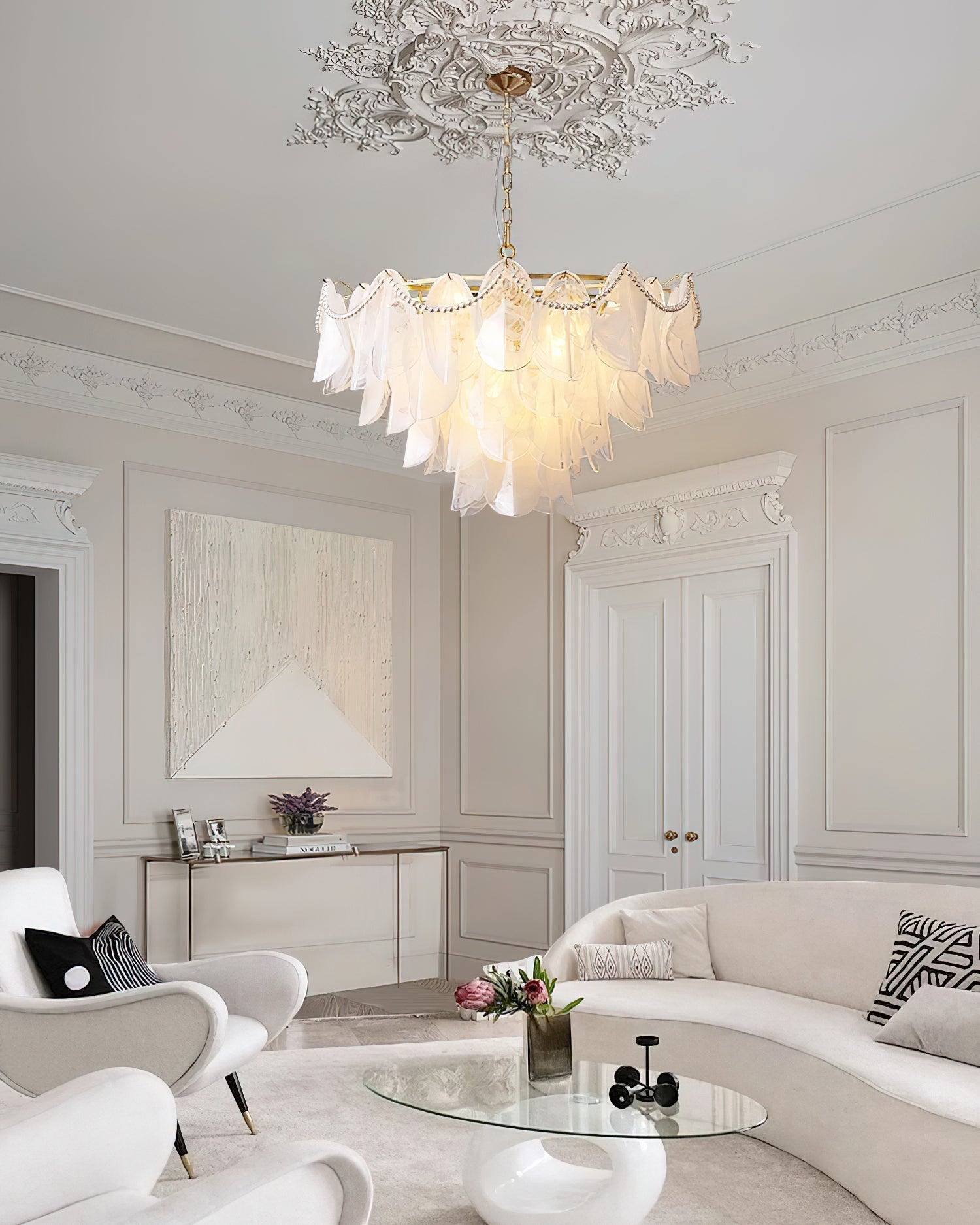 Lunaria Lustre Pétales en Verre avec Perles