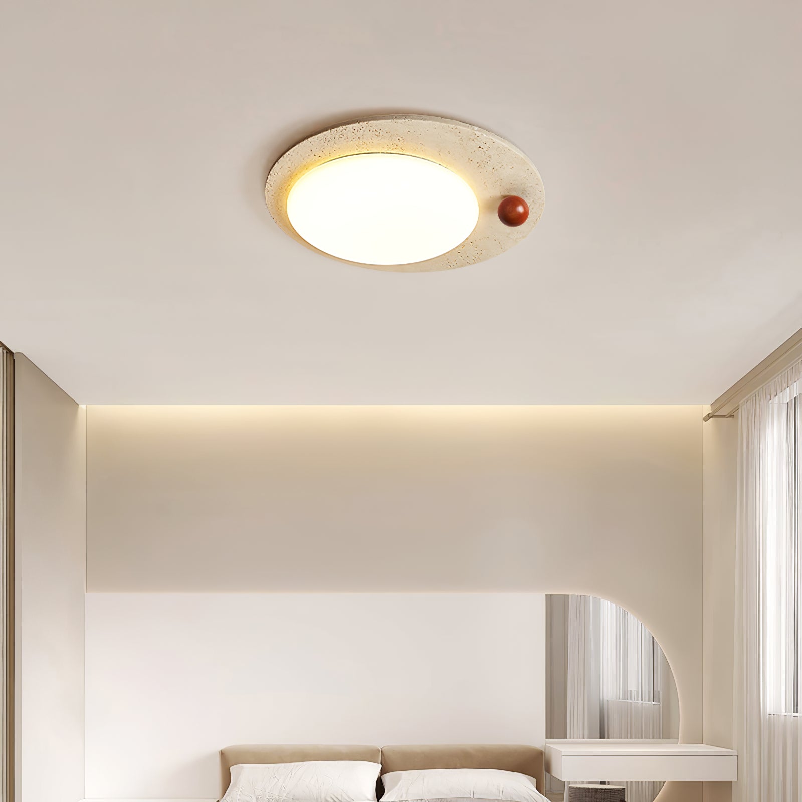 Orbia Lumière de Plafond Circulaire en Travertin