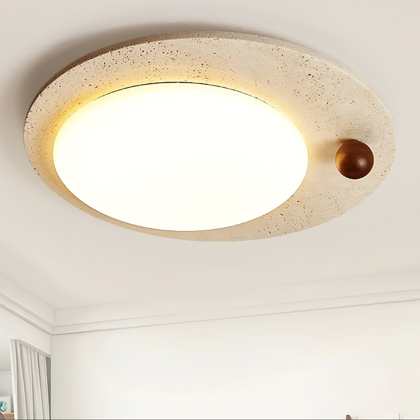 Orbia Lumière de Plafond Circulaire en Travertin