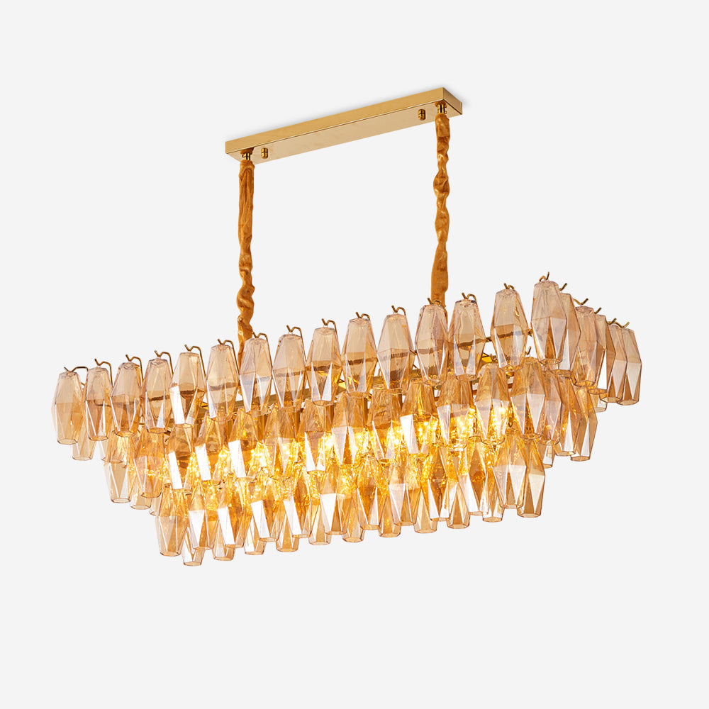 Lunvara Lustre Cascade de Prismes Moderne