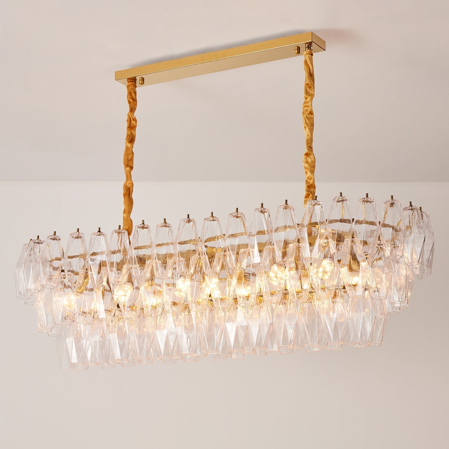 Lunvara Lustre Cascade de Prismes Moderne