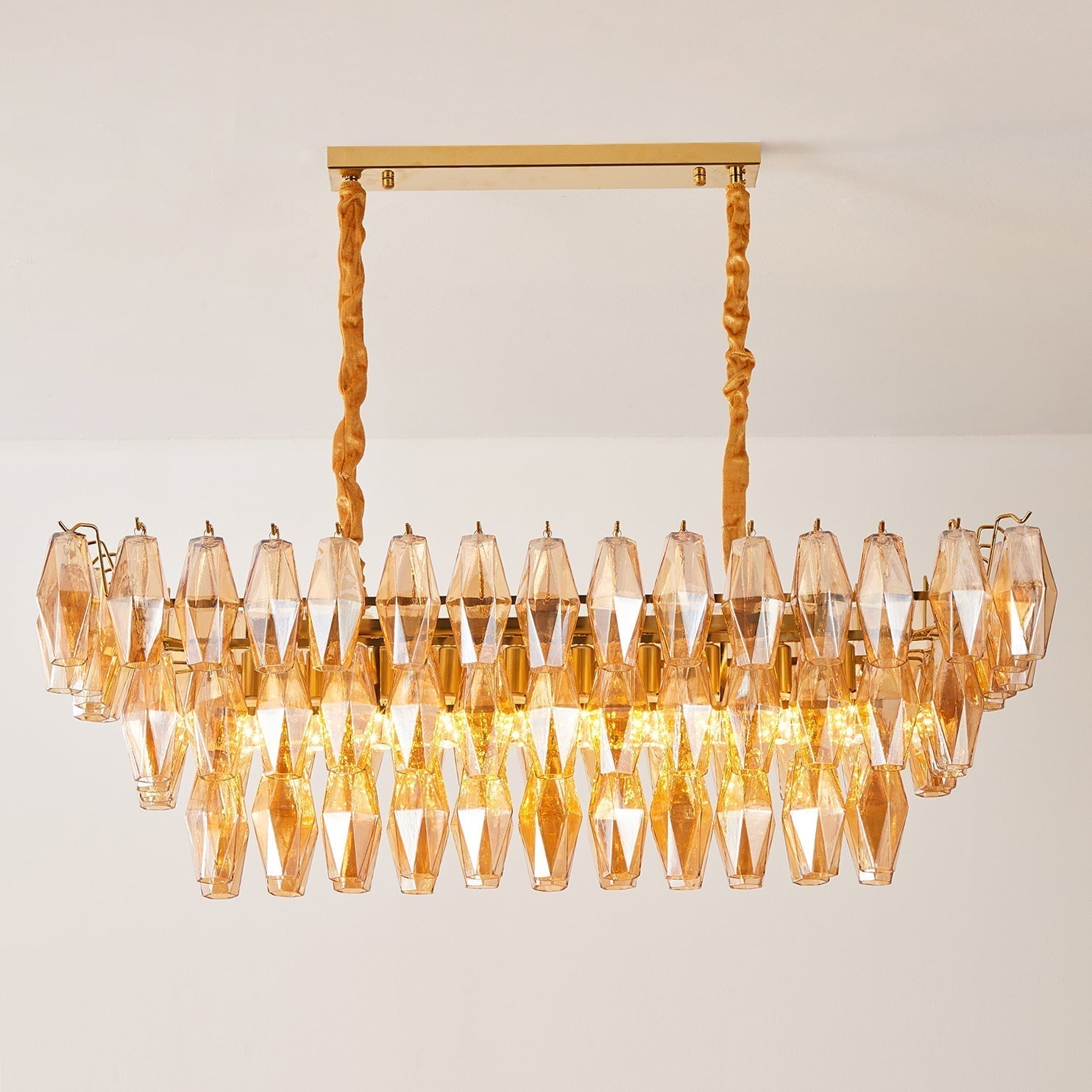 Lunvara Lustre Cascade de Prismes Moderne