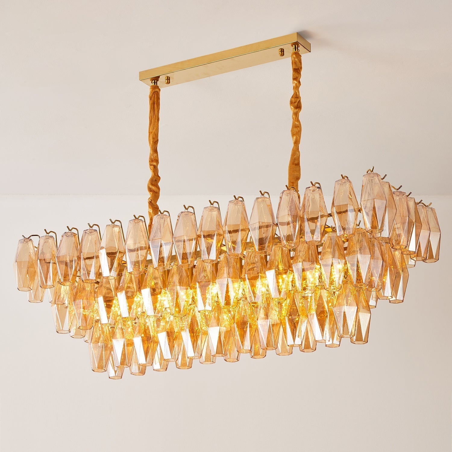 Lunvara Lustre Cascade de Prismes Moderne