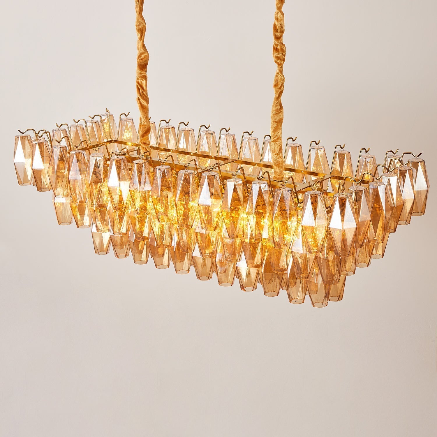 Lunvara Lustre Cascade de Prismes Moderne