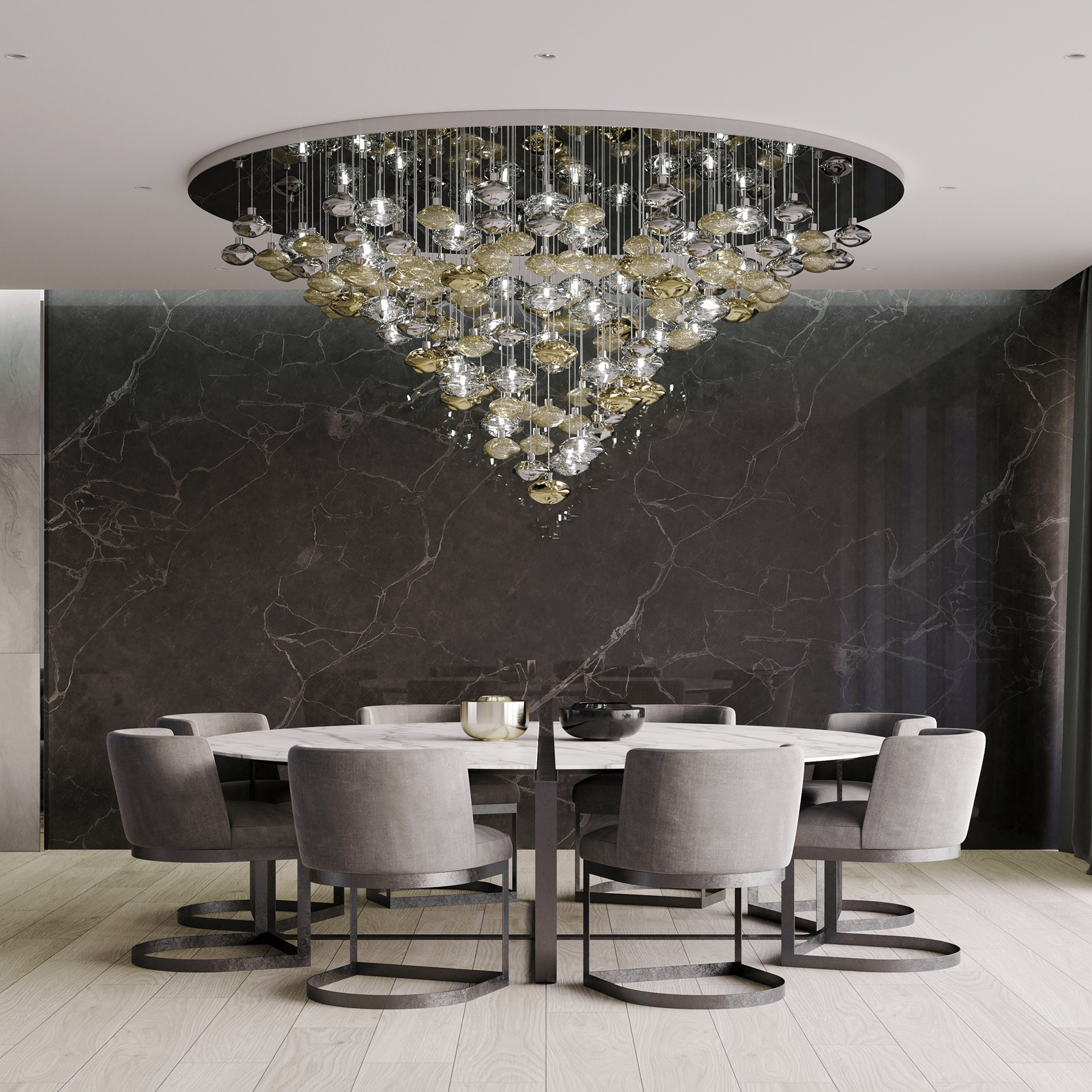 Elmarel Lustre Cristal Flottant Escalier