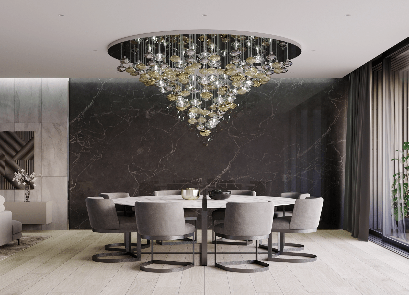 Elmarel Lustre Cristal Flottant Escalier