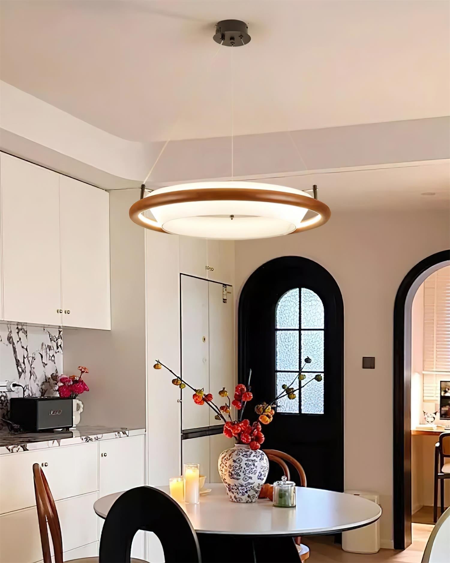 Breno Lustre Anneau en Bois Minimaliste