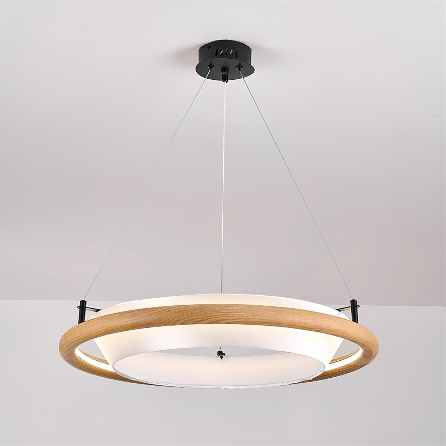 Breno Lustre Anneau en Bois Minimaliste