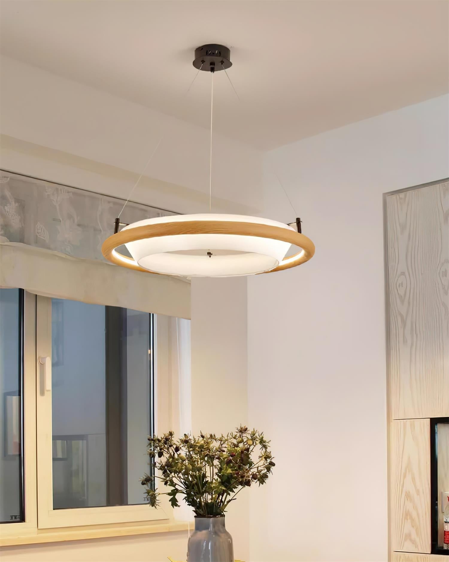 Breno Lustre Anneau en Bois Minimaliste