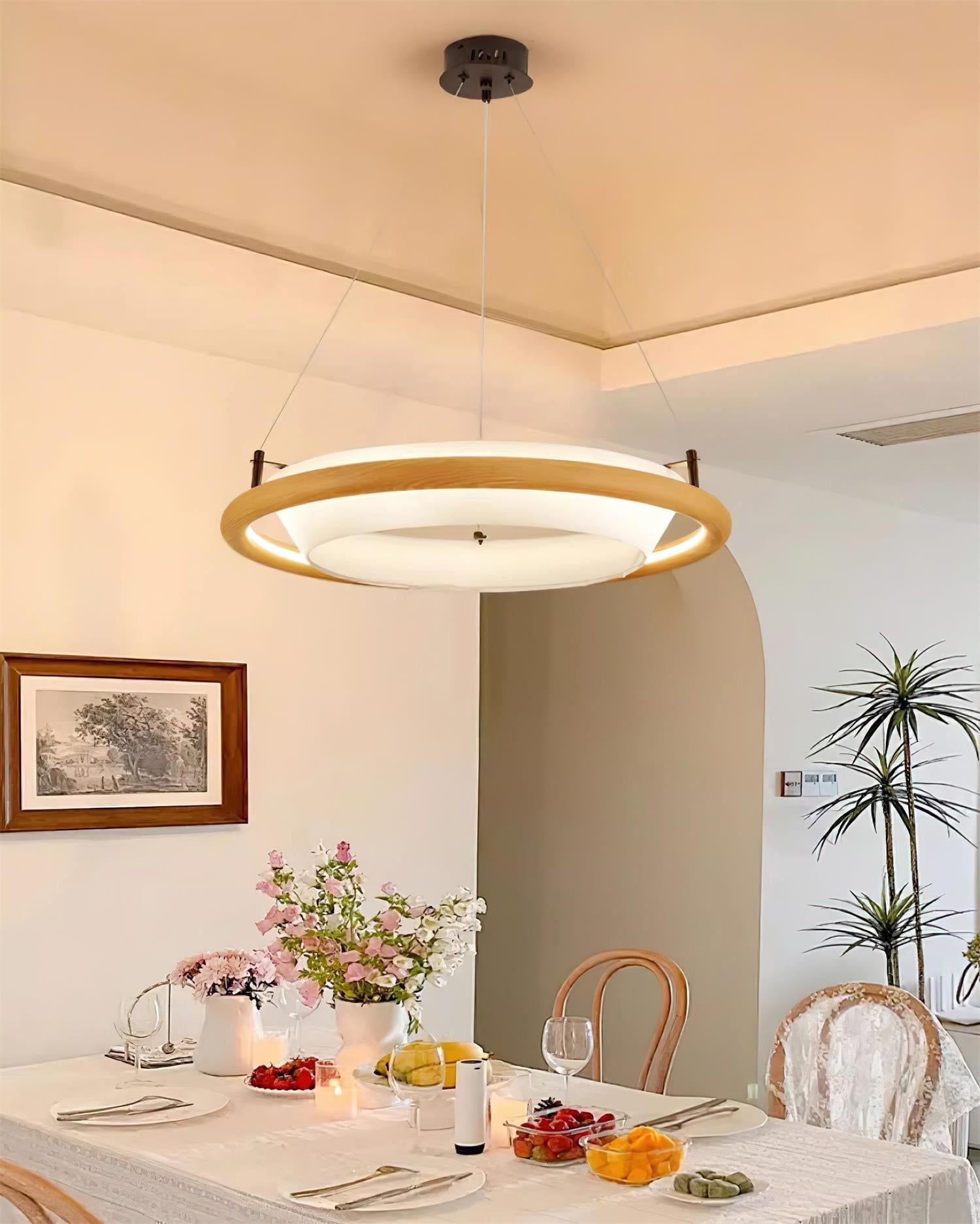 Breno Lustre Anneau en Bois Minimaliste