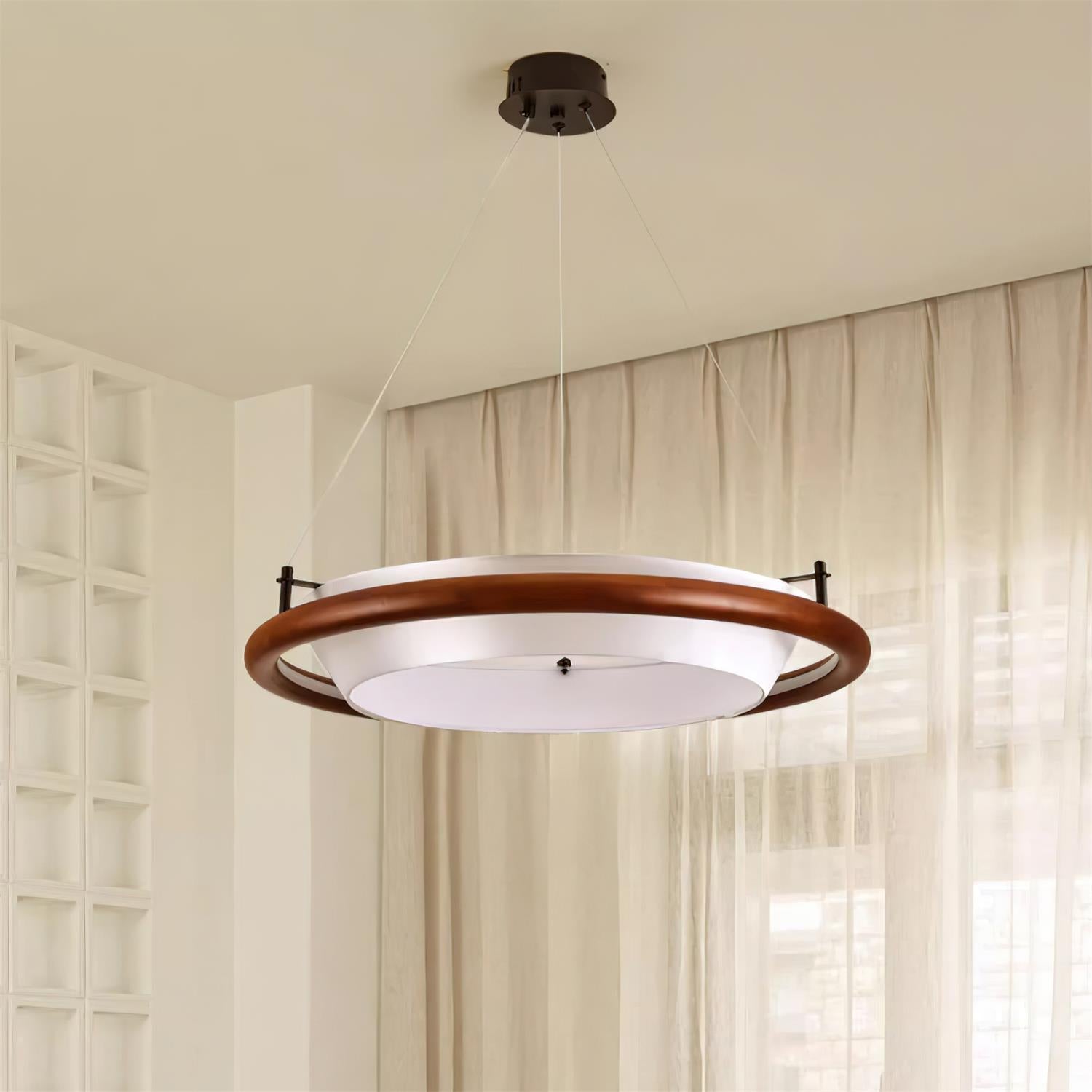 Breno Lustre Anneau en Bois Minimaliste