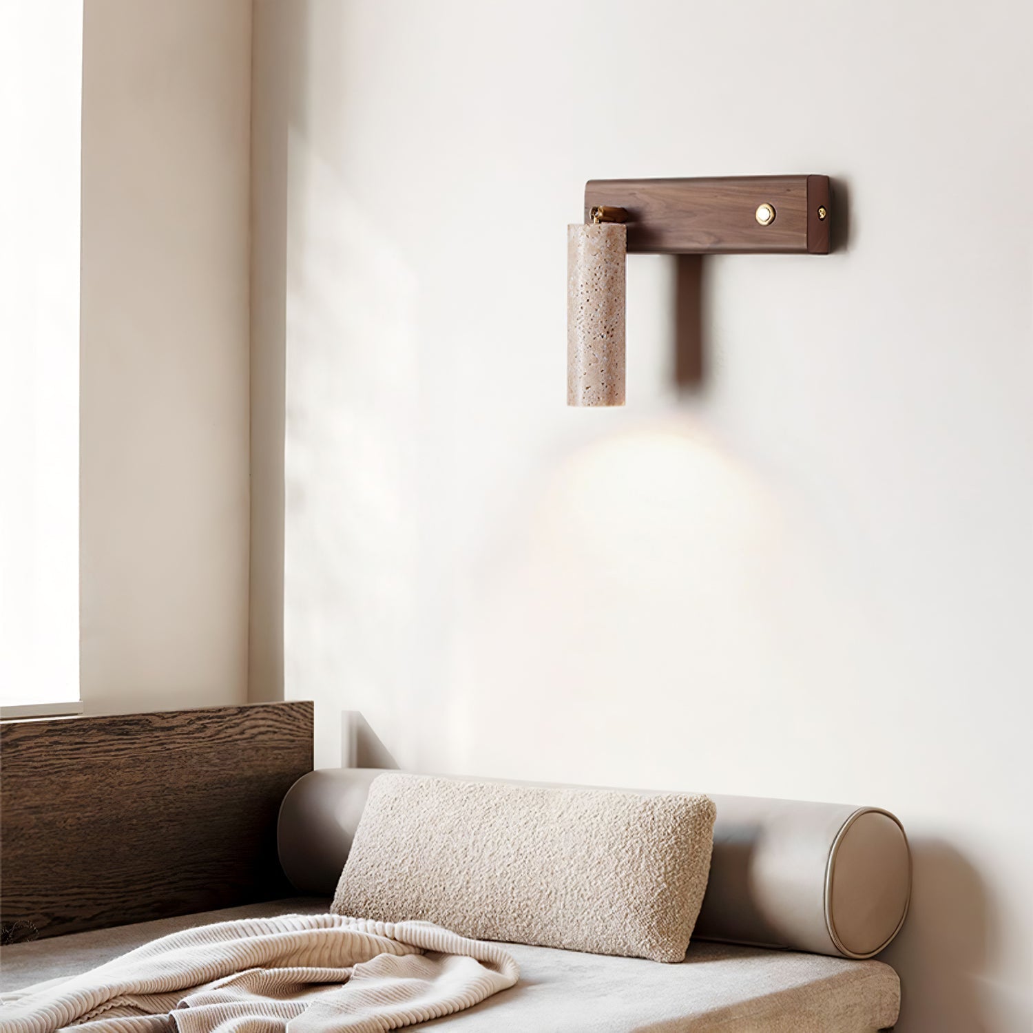 Ornoria Applique Murale Cylindrique en Travertin