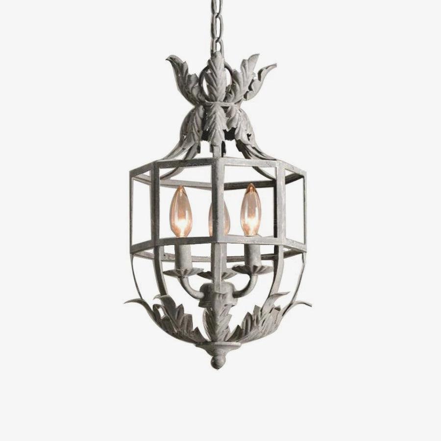Lustra Lustre Rétro Cage Grise Bougie