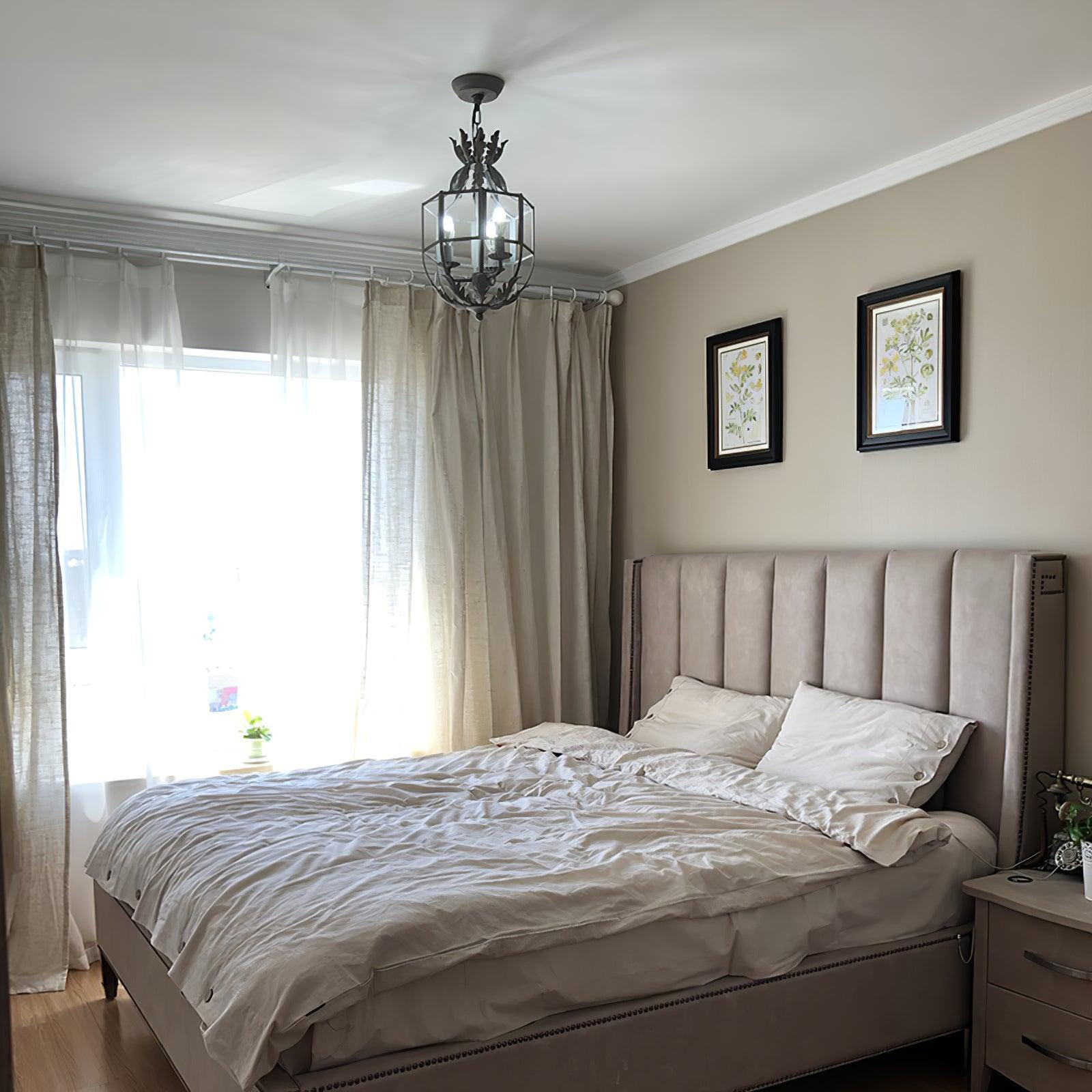 Lustra Lustre Rétro Cage Grise Bougie