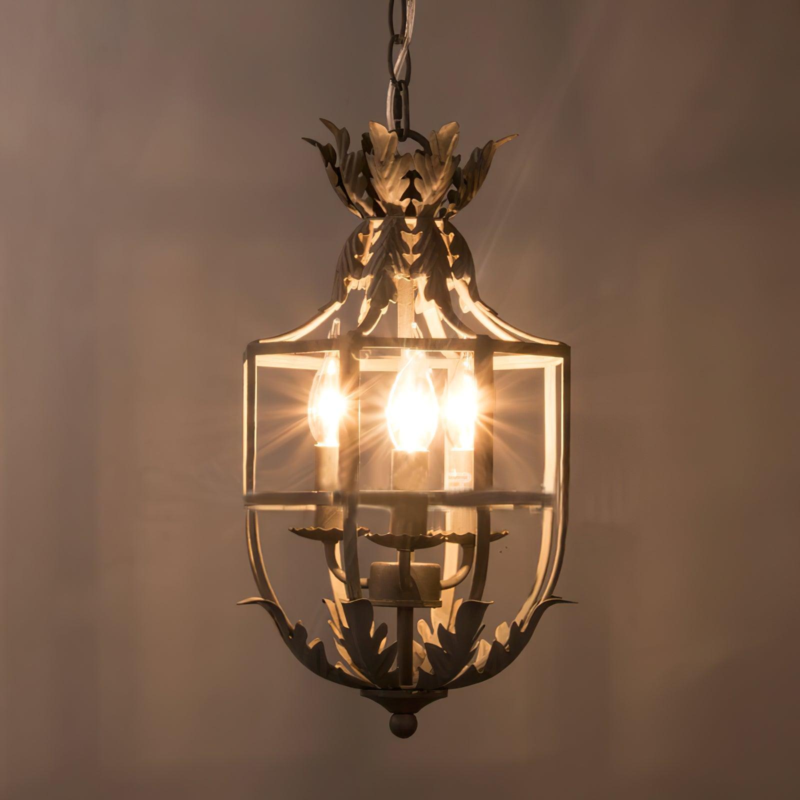 Lustra Lustre Rétro Cage Grise Bougie