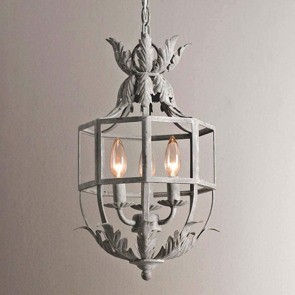 Lustra Lustre Rétro Cage Grise Bougie